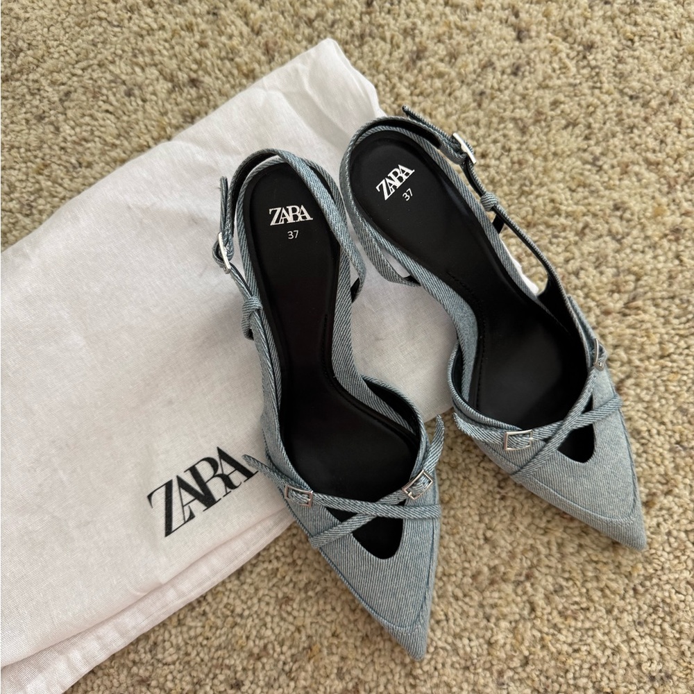Zara Women's Denim Heeled shoes unworn